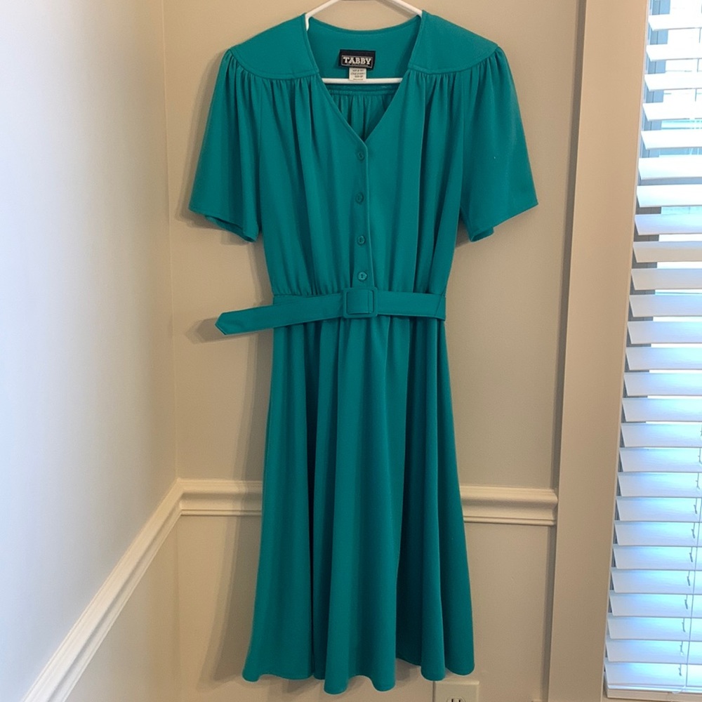 Tabby teal Vintage dress with belt